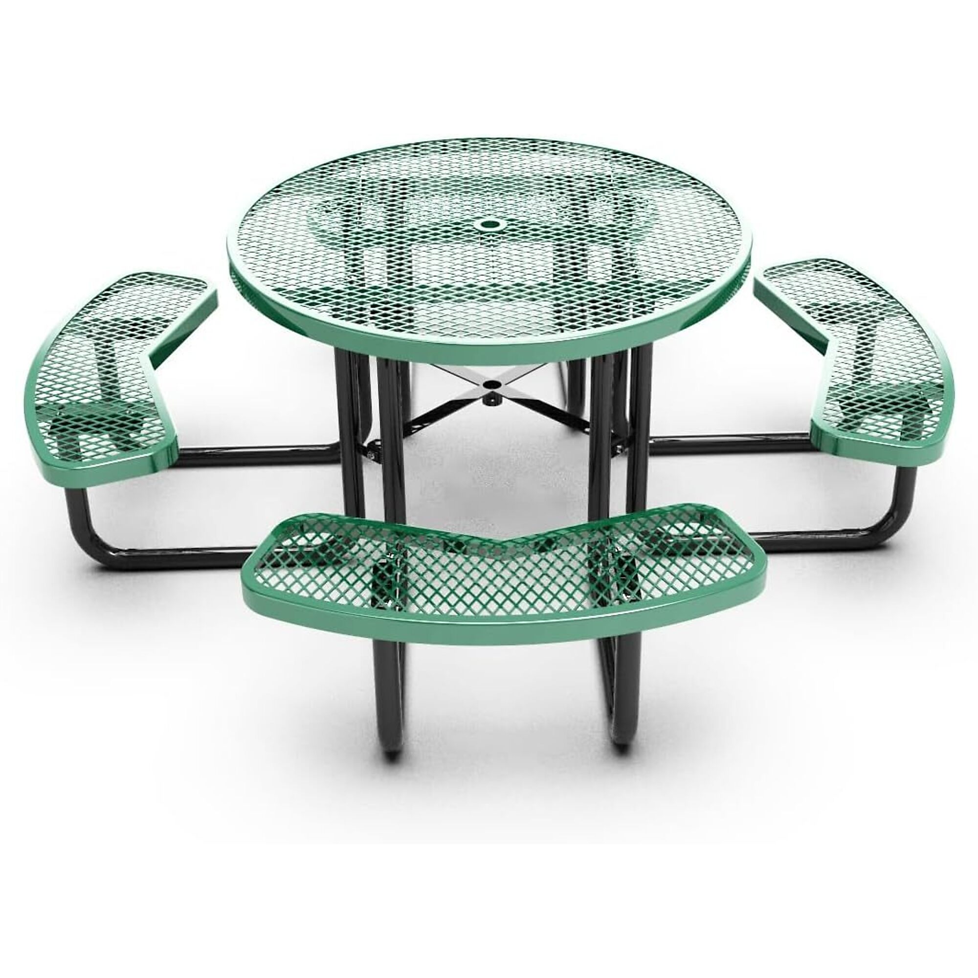 Park Elements Thermoplastic-Coated Round Picnic Table - 46in. Dia., Green, 30in. Height, Model# CD-R46PT-GRN